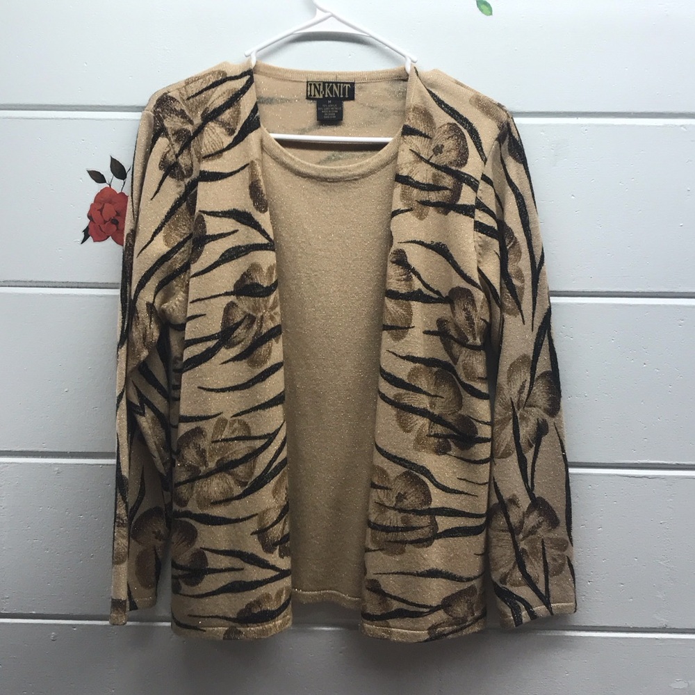 Women's Tan and Brown Sweater